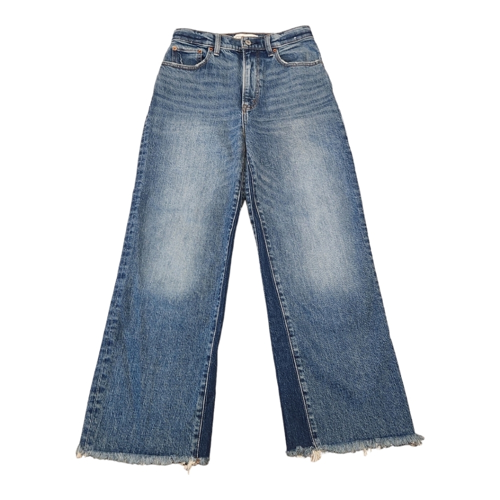 Abercrombie Women's The Crop Wide Leg Ultra High Rise Denim Blue Jeans, 2 / 26